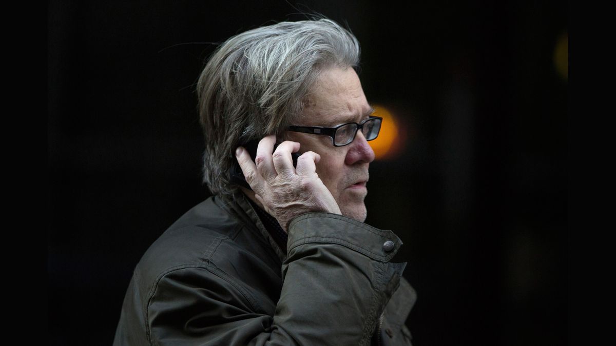  In this file photo, Steve Bannon, then senior advisor to then President-elect Donald Trump, makes a call outside Trump Tower on Friday, Dec. 9, 2016, in New York. (Kevin Hagen/AP Photo) 
