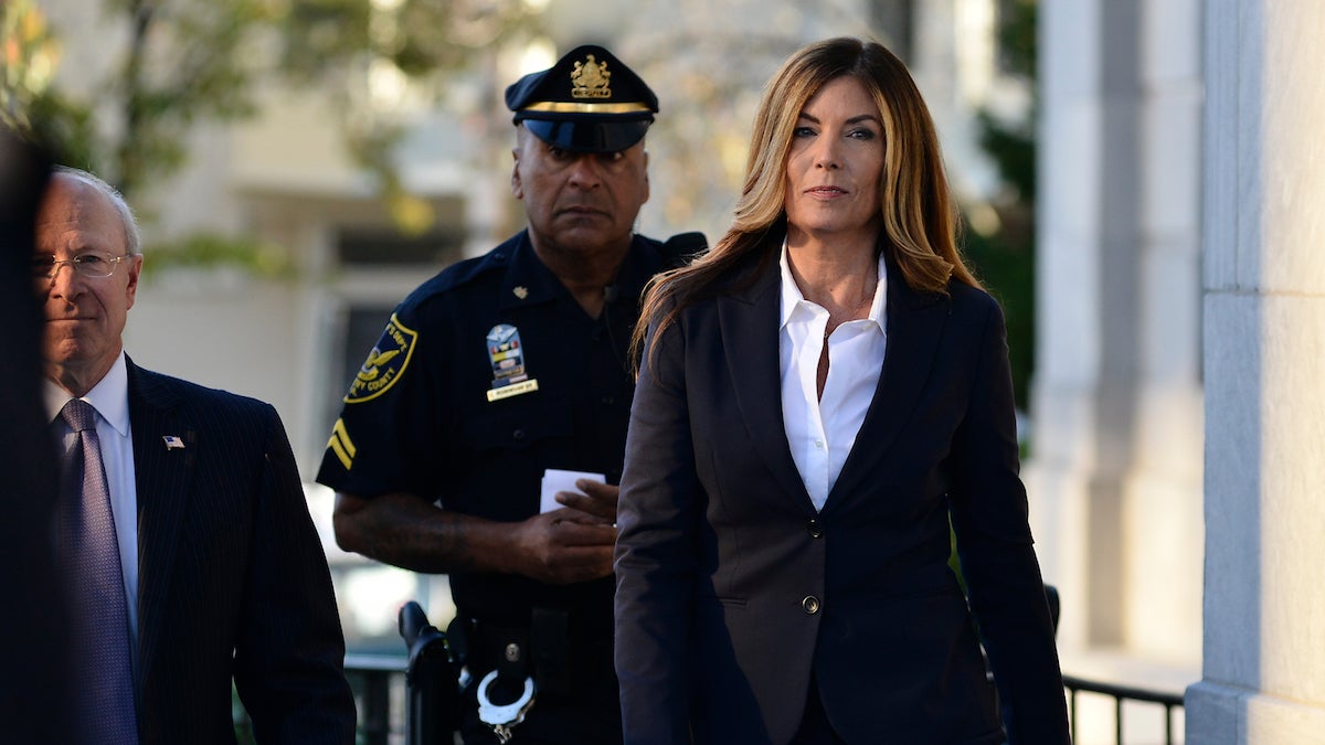 Former Pennsylvania Attorney General Kathleen Kane arrives at the Montgomery County courthouse in Norristown