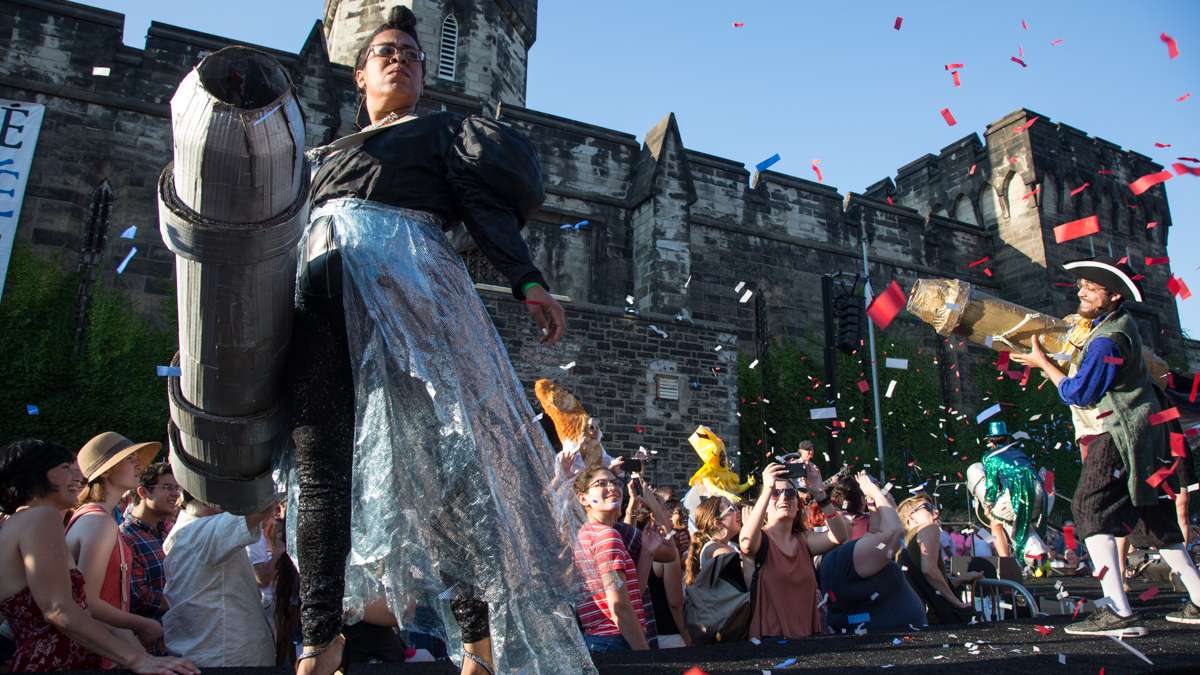 The Bearded Ladies Cabaret blends a camp account of the French Revolution with a satirical look at current events during their annual Bastille Day performance at Eastern State Penitentiary. (Emily Cohen for NewsWorks)