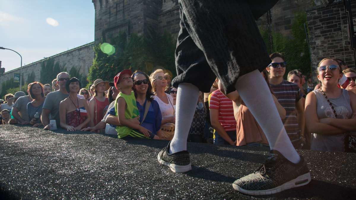 The Bearded Ladies Cabaret blends a camp account of the French Revolution with a satirical look at current events during their annual Bastille Day performance at Eastern State Penitentiary. (Emily Cohen for NewsWorks)