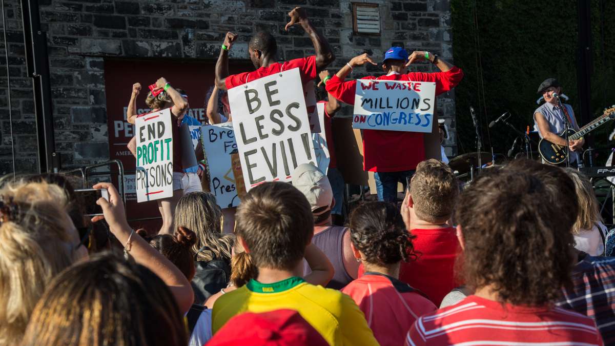 The Bearded Ladies Cabaret blends a camp account of the French Revolution with a satirical look at current events during their annual Bastille Day performance at Eastern State Penitentiary. (Emily Cohen for NewsWorks)