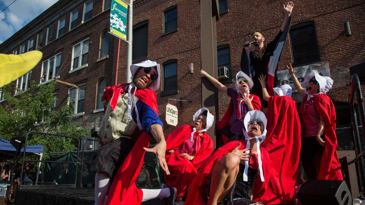 The Bearded Ladies Cabaret blends a camp account of the French Revolution with a satirical look at current events during their annual Bastille Day performance at Eastern State Penitentiary. (Emily Cohen for NewsWorks)