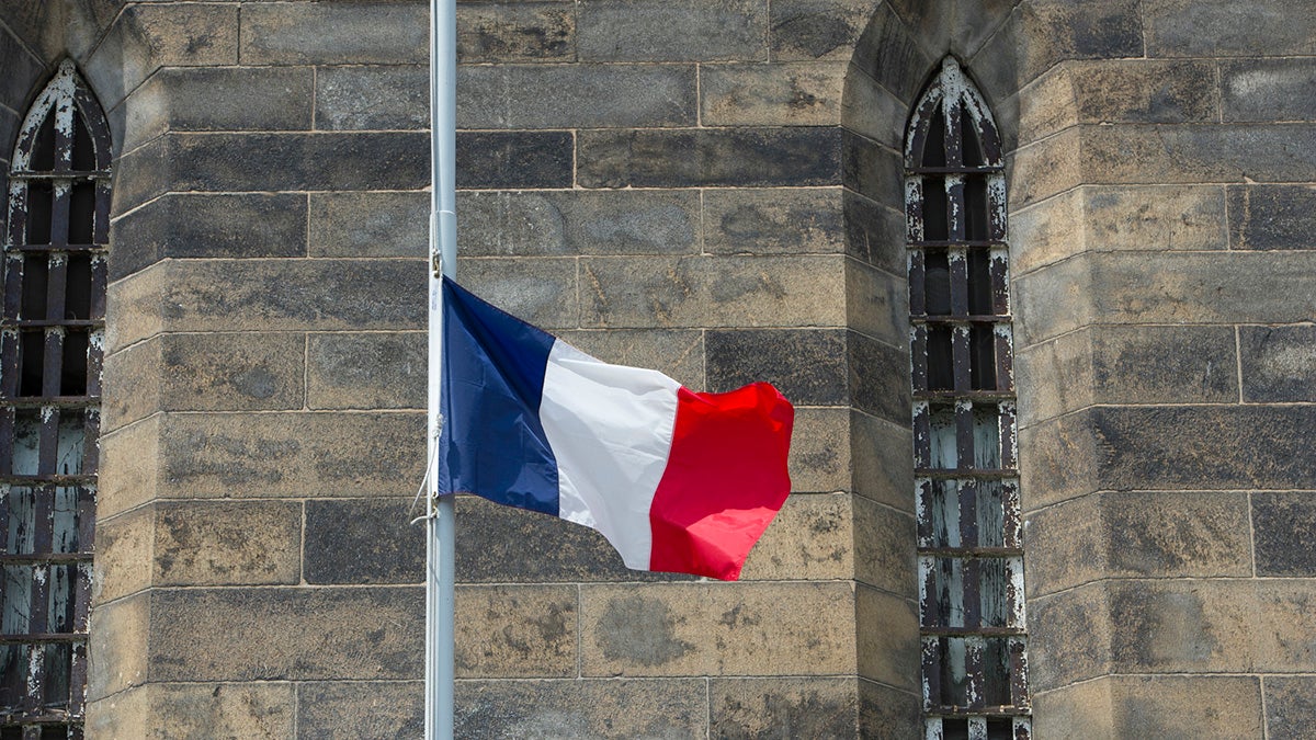 Honoring the victims of the Nice terrorist attack the French flag was lowered to half-staff.(Jonathan Wilson for Newsworks)