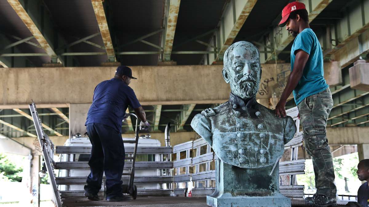The Bust of General James Beaver, the 20th Governor of Pa., was found Friday at FDR park in South Philly. (Kimberly Paynter/WHYY)