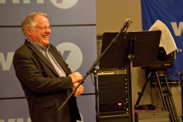 <p>"Certain Poor Shepherds" writer and narrator Chris Satullo cracks up during one of the scene recordings.</p>
