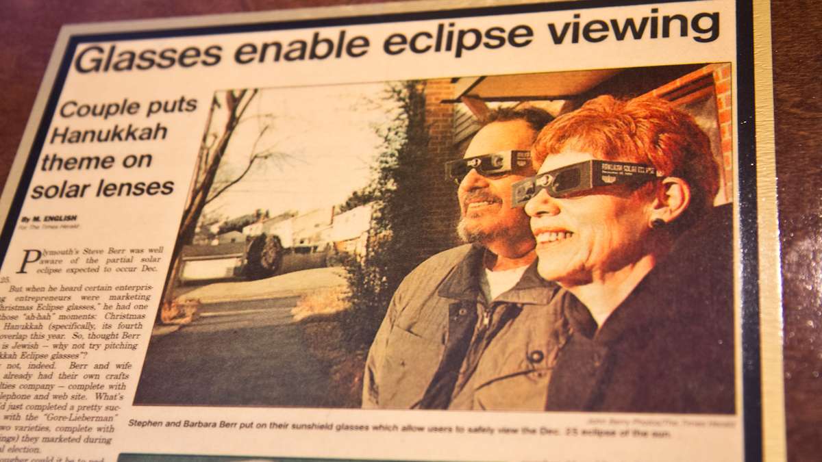 Stephen Berr and his wife, Barbara, were featured in the Times Herald as solar eclipse chasers. (Kimberly Paynter/WHYY)