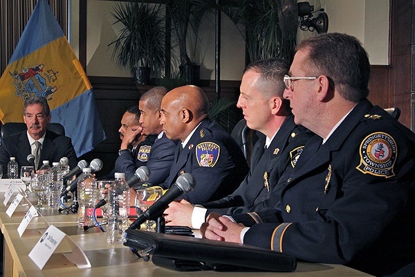<p>Police chiefs from around the Philadelphia area participate in a discussion on gun safety with Vice President Joe Biden. (Emma Lee/for NewsWorks)</p>
