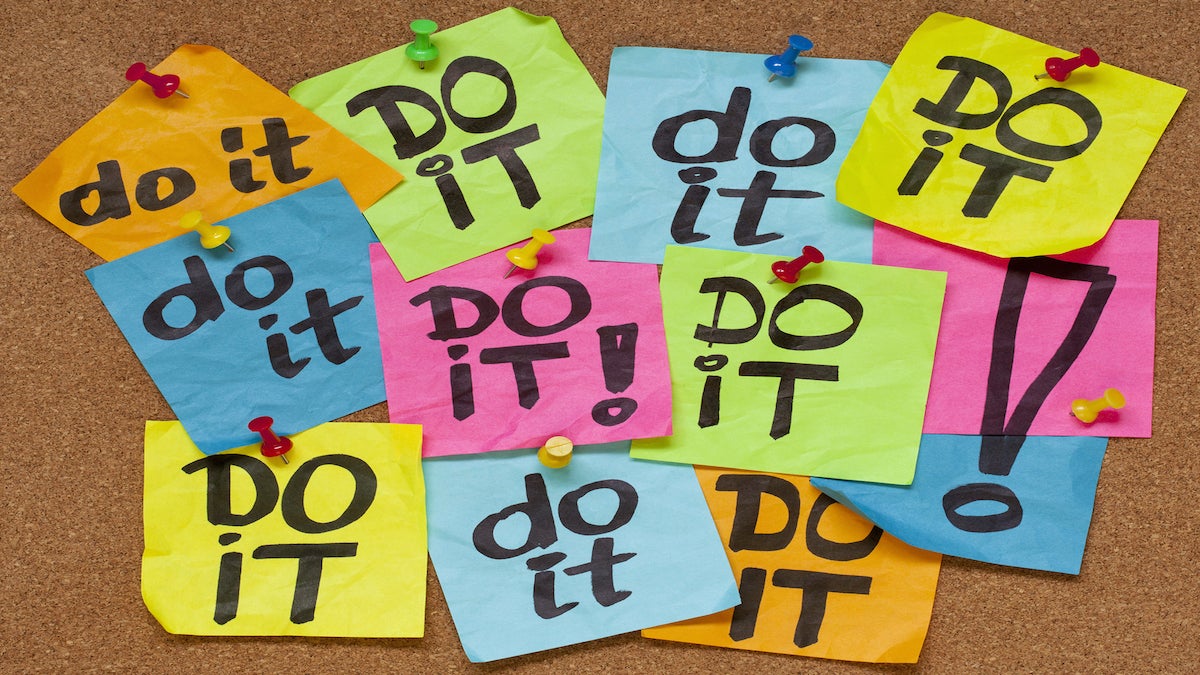  <a href=“https://www.bigstockphoto.com/image-30228062/stock-photo-fighting-procrastination-concept-do-it-phrase-on-color-sticky-notes-posted-on-a-cork-bulletin-board”>StickyNotes (BigStockPhoto.com)</a> 