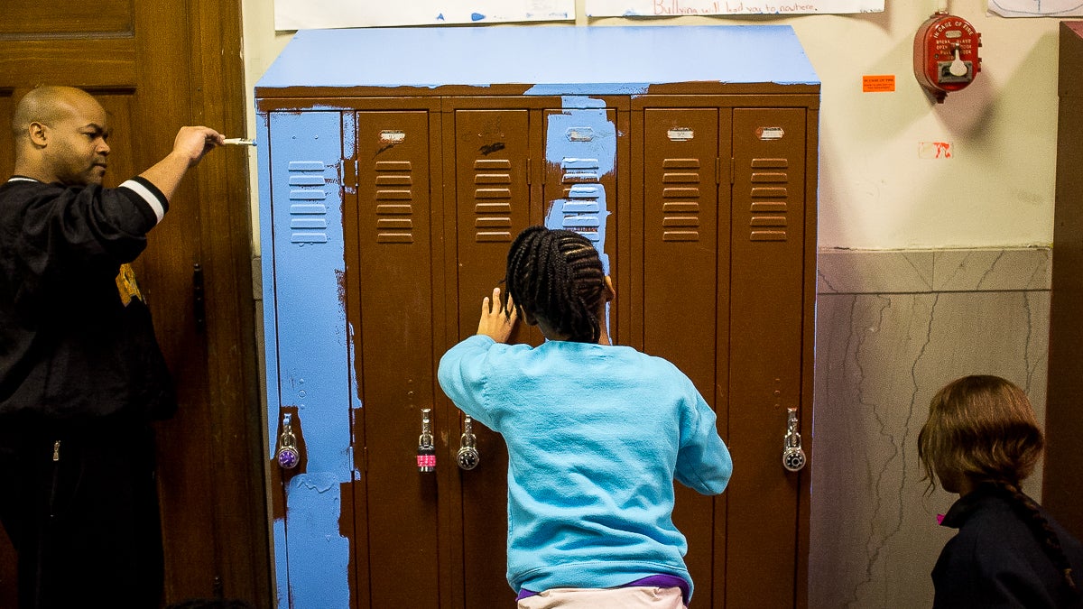 Lockers got a fresh coat of paint. (Brad Larrison/for NewsWorks)