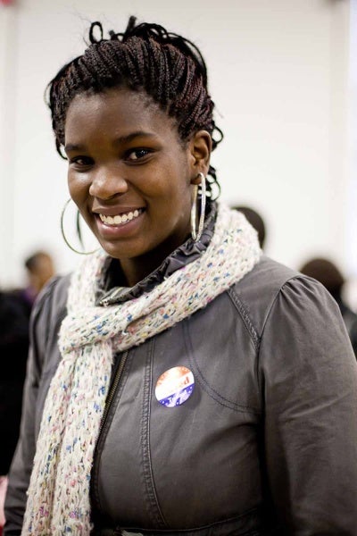 <p><p>First time voter Nadiyah Powell in Morton Homes after casting her ballot. (Brad Larrison/For NewsWorks)</p></p>
