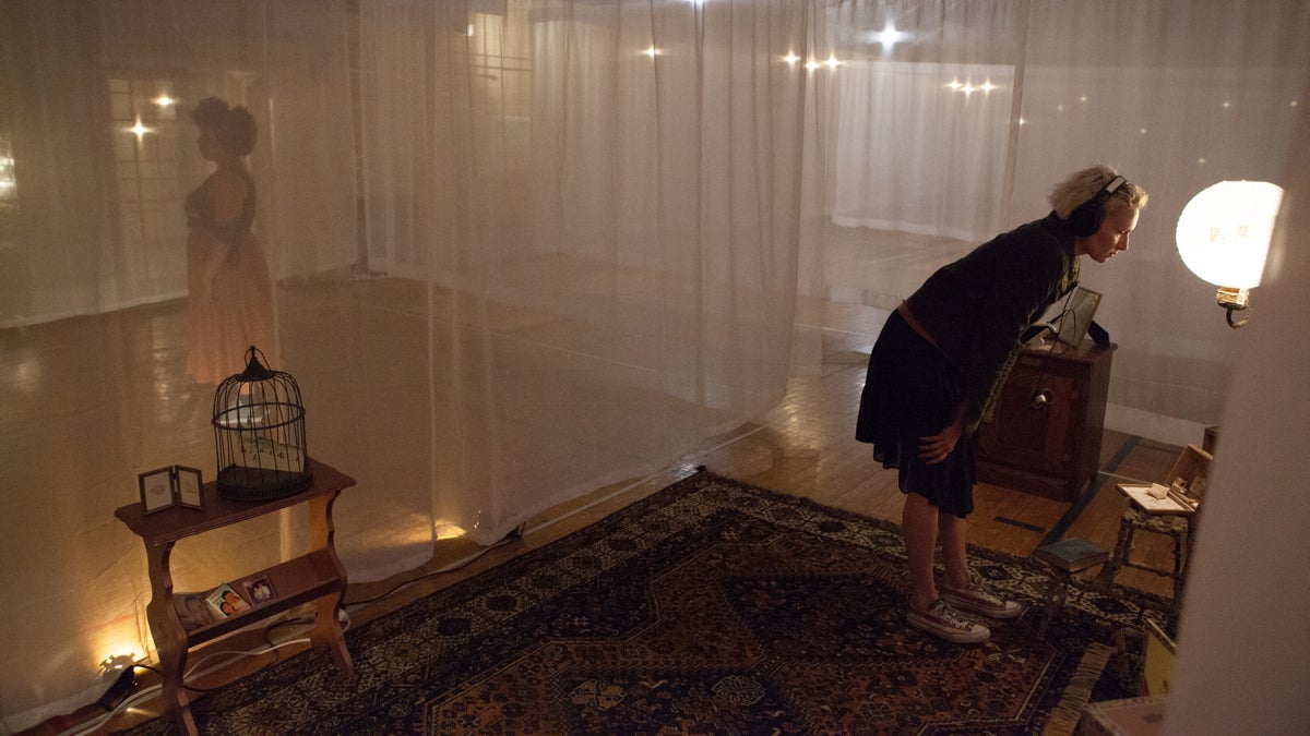  ''The Garden of Forking Paths'' is a movement and sound installation that leads audience members via audio prompts on a headset through a fabric labyrinth in the Bok building in South Philadelphia. (Nichole Canuso Dance Company) 