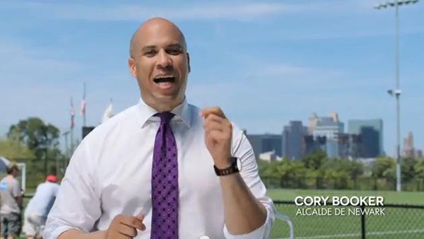  A screen grab from a Spanish language ad for Corey Booker. 