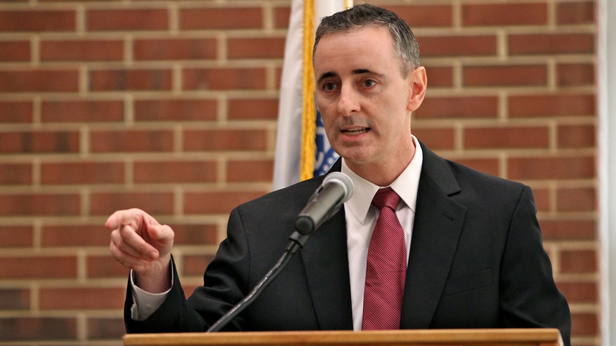 Like several of his GOP colleagues in Congress, U.S. Rep. Brian Fitzpatrick, R-Bucks, is trying to maintain some distance from President Donald Trump. (Emma Lee/WHYY) 