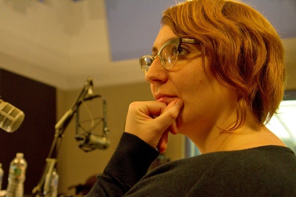 <p>Former WHYY employee Sarah Davis takes on the lead role of Nora Gallagher in this year's radio Christmas play.</p>
