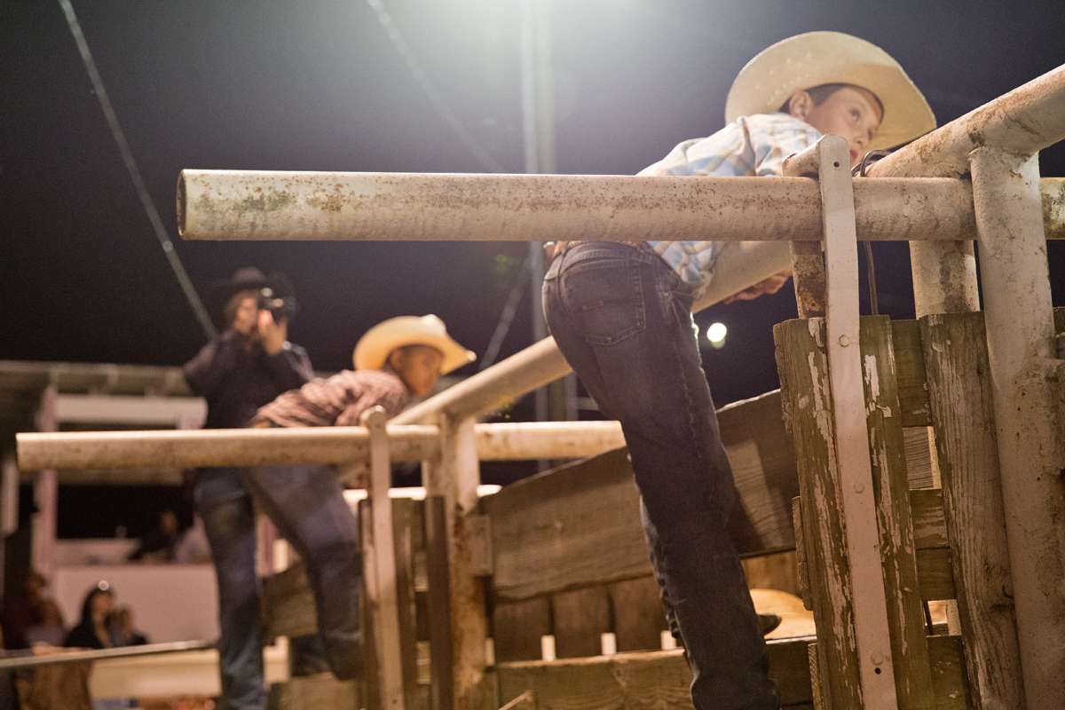 Tyler Simas, 10, watches the bull riding event. (Lindsay Lazarski/WHYY)