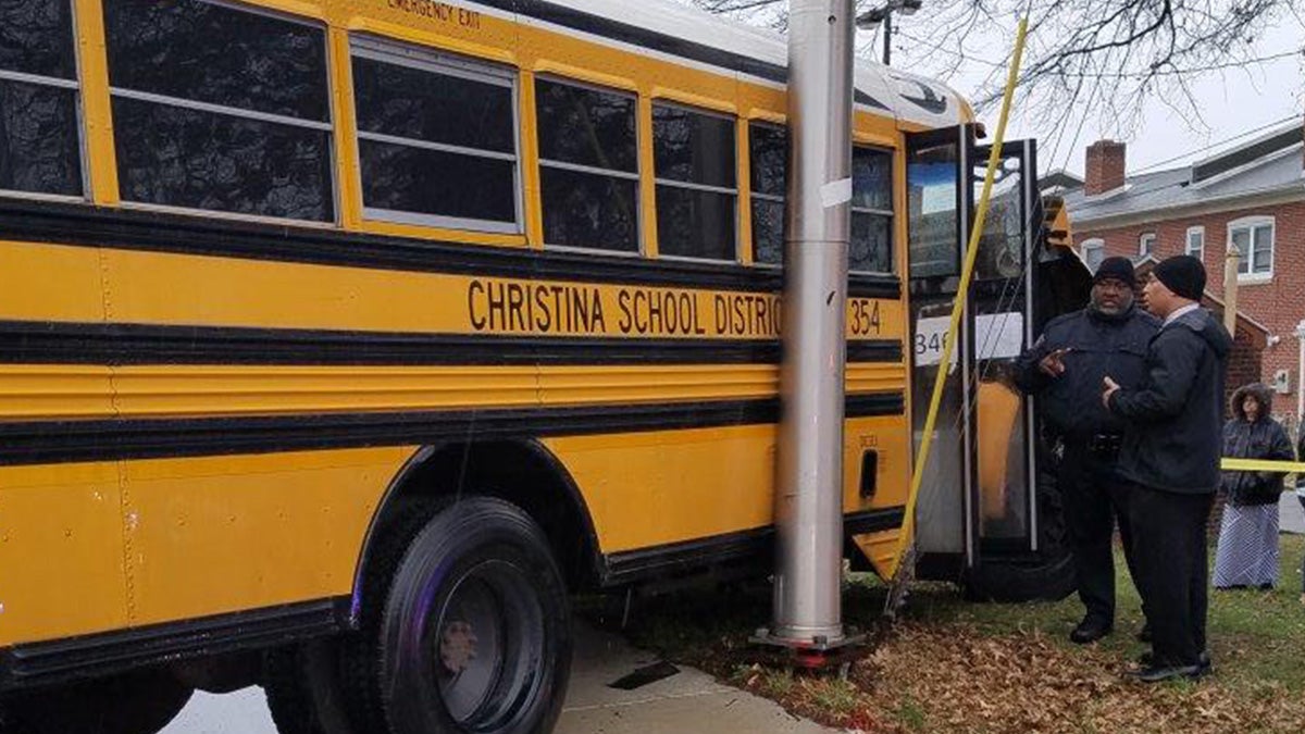  Four people, including a student at Delaware's School for the Deaf, were hurt when a school bus and a dump truck collided Friday. (Wilmington Fire Department) 