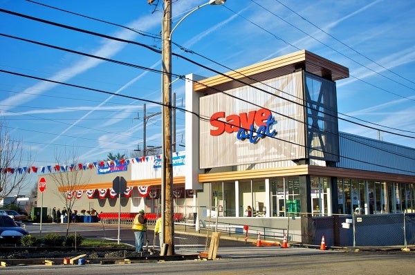 The facade of the newly opened Save-A-Lot grocery store at Chelten Plaza. (Bas Slabbers/for NewsWorks)