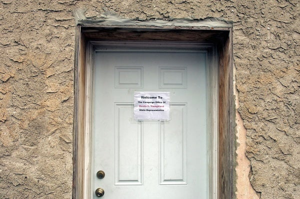 The front door of Rosita Youngblood's campaign office. (Bas Slabbers/for NewsWorks)