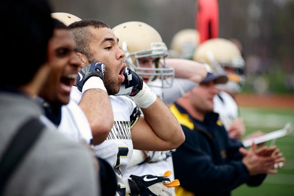 <p><p>Eric Neefe of William Penn Charter School's Quakers football team reacts to the game from the sideline. (Bas Slabbers/for NewsWorks)</p></p>
