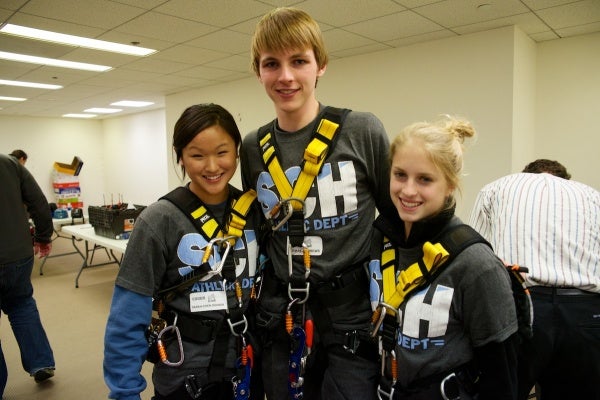 <p><p>Sarah-Chen Ogorek, Thomas Andrews and Sarrah Schreffler are three Springside Chestnut Hill Academy students that will rappell to raise money for Outward Bound Philadelphia. (Bas Slabbers/for NewsWorks)</p></p>
