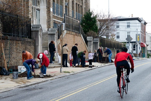 <p><p>Saturday's tree planting took place on the 4600 block of Umbria Street, right in front of James Dobson Elementary School (Bas Slabbers/for NewsWorks). </p></p>
