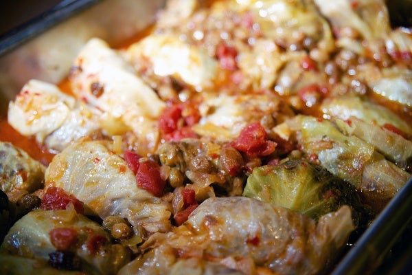 <p><p>The winner of last year, George Stern prepared Kasha Varnishkes and stuffed cabbage with sweet & sour meatballs. (Bas Slabbers/for NewsWorks)</p></p>
