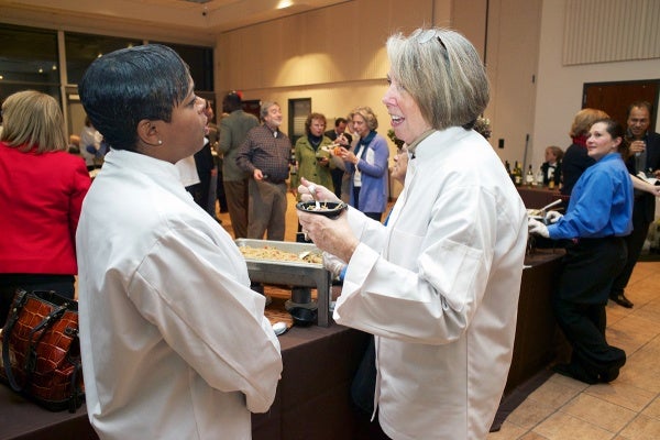 <p><p>Community chef Eighth District City Councilwoman Cindy Bass and Prof. Katie Day. (Bas Slabbers/for NewsWorks)</p></p>
