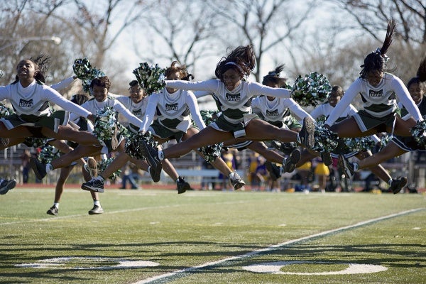 <p><p>The Germantown Cheerleaders perform at half-time. (Bas Slabbers/for NewsWorks)</p></p>
