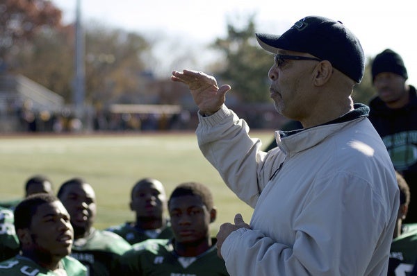 <p><p>Germantown Bears Head Coach Michael Hawkins tells his team "All we have to do is play hard and be consistent." (Bas Slabbers/for NewsWorks)</p></p>
