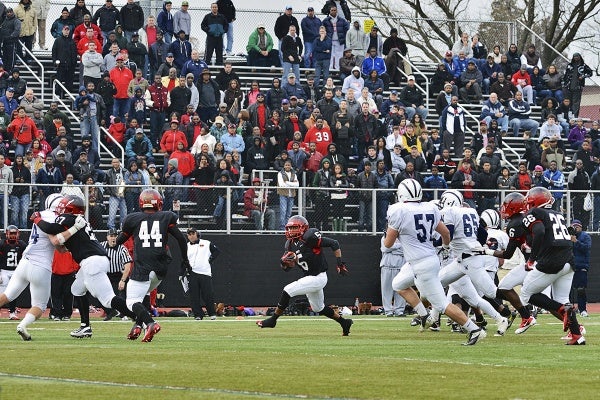 <p><p>On Saturday, at a packed Benjamin Johnston Memorial Stadium, Kadmiel Kelome and the Imhotep Panthers battled against the Wyomissing Spartans in the state semifinal game. (Bas Slabbers/for NewsWorks)</p></p>
