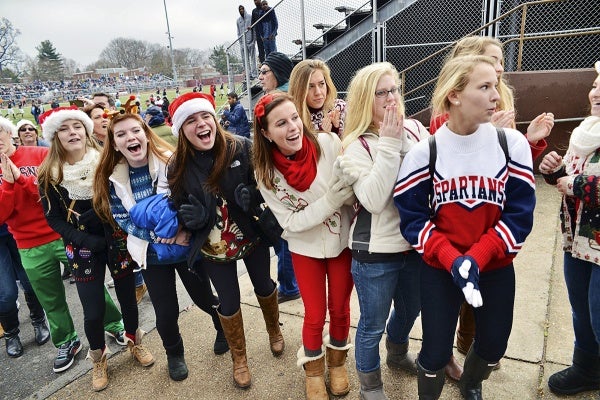 <p><p>Wyomissing fans lined the walkway from the locker room to the Benjamin Johnston Memorial Stadium field prior to the game. (Bas Slabbers/for NewsWorks)</p></p>
