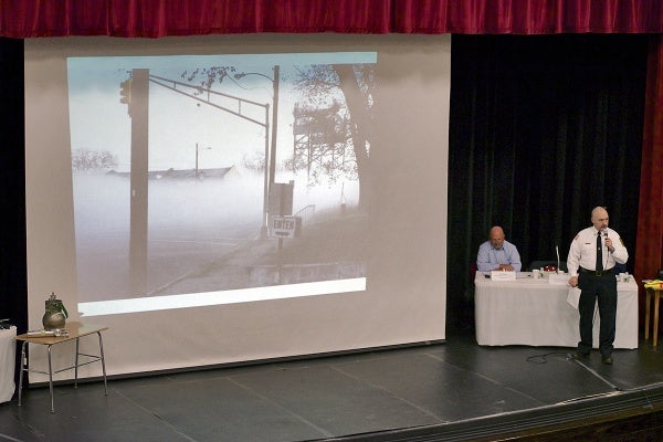 <p><p>Paulsboro Fire Chief Alfonso Giampola shows a photo taken by first responders of the chemical fog on the morning of the accident. (Bas Slabbers/for NewsWorks)</p></p>
