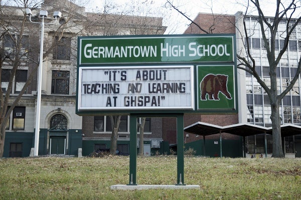 <p><p>The sign outside the school could be empty next year. (Bas Slabbers/for NewsWorks)</p></p>
