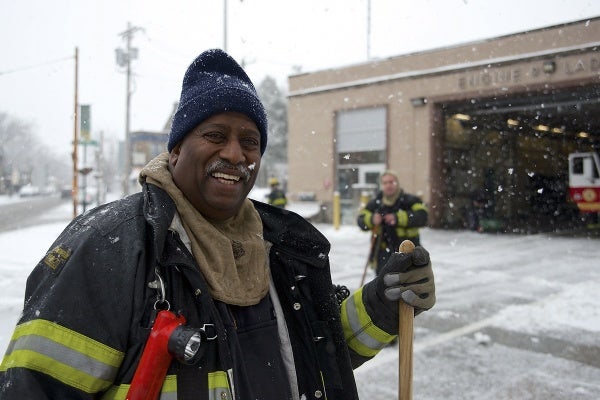 <p><p>A firefighter takes a short break from his shoveling duty. (Bas Slabbers/for NewsWorks)</p></p>
