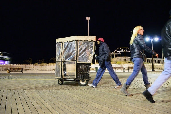 <p>Only a few people were seen strolling over the boardwalk. (Bas Slabbers/for NewsWorks)</p>
