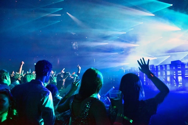 <p>A light spectacle takes place as the main act of the night takes the stage of Revel Nightlife's entertainment venue the Ovation Hall. (Bas Slabbers/for NewsWorks, file)</p>
