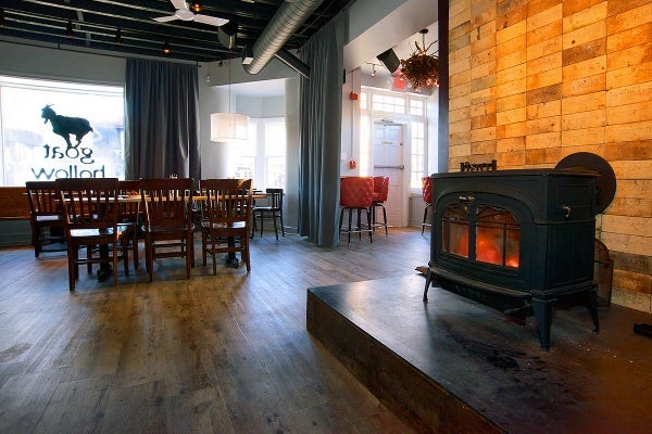 <p><p>The centerpiece of the first floor is a hearth with a wood-burning stove. (Bas Slabbers/for NewsWorks)</p></p>
