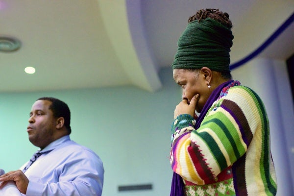 <p><p>Pictured: Shelah Harper of the Germantown Clergy Initiative and Leeds Principal Dontae Wilson. (Bas Slabbers/for NewsWorks)</p></p>
