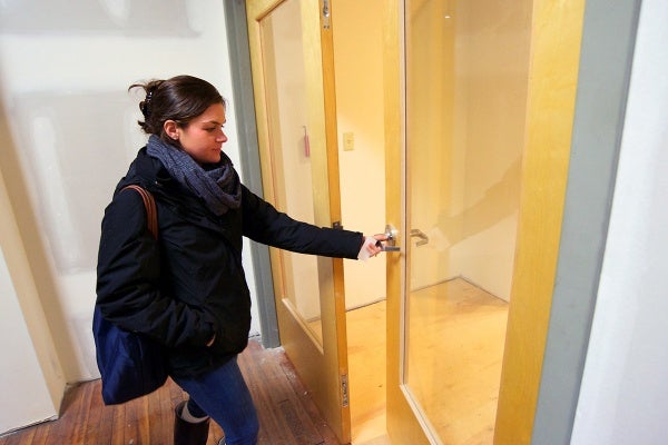 <p><p>Ali Cook enters the room that will soon become the space for her business. (Bas Slabbers/for NewsWorks)</p></p>
