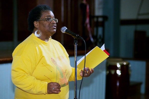 <p><p>RuNett Nia Ebo, a poet, reads some her work. (Bas Slabbers/for NewsWorks)</p></p>
