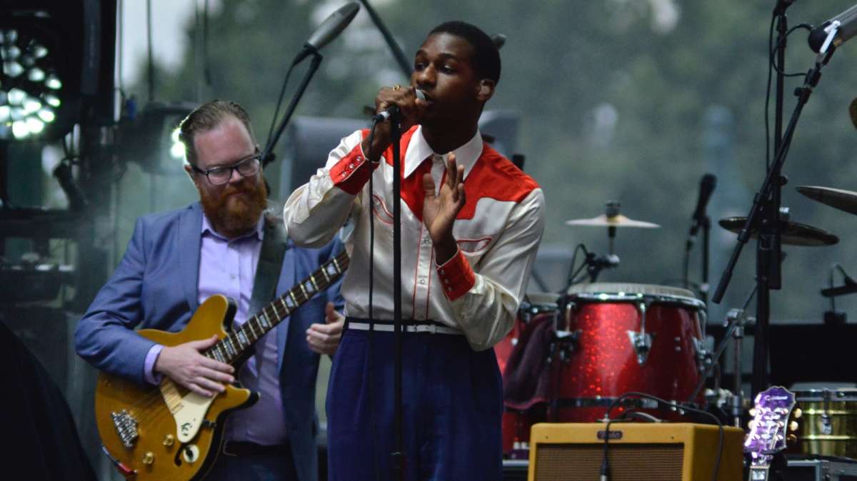 Gospel and soul singer Leon Bridges performs at the Wawa Welcome America 4th of July Concert.