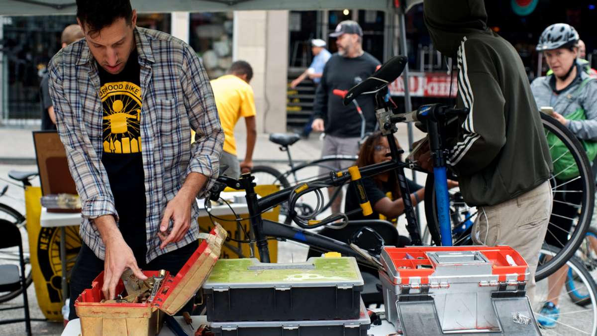 Basic bicycle tune-ups are performed by youth mechanics of Neighborhood Bike Works.