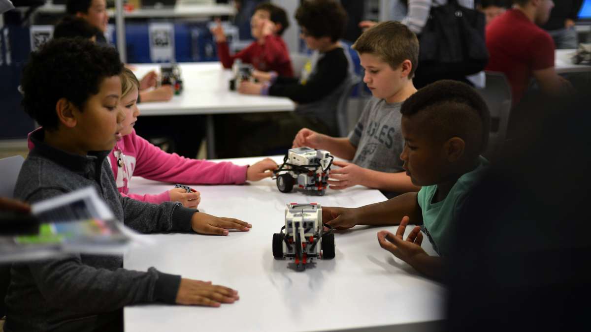 Aspiring scientists learn about the inner workings of robots, their functionality, and how to program them, at the Pennovation Center.