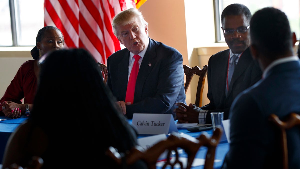 Republican presidential candidate Donald Trump speaks during a roundtable discussion with African-American business and civic leaders