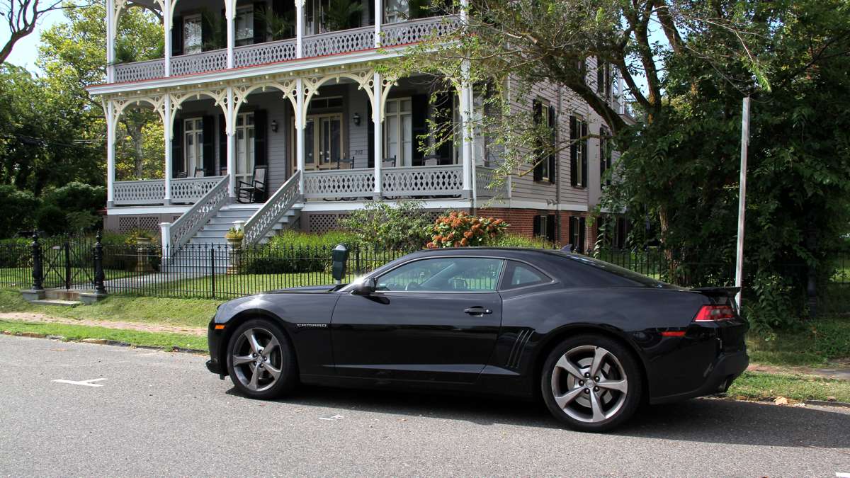 A Chevy Camaro parked in front of 203 Congress Place. (Emma Lee/WHYY)