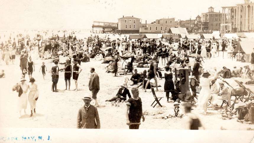 A post card depicts the Ocean Street beach as it appeared in 1920. (Richard Gibbs Collection)