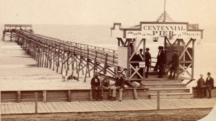 Centennial Pier in Cape May, circa 1880. The pier extended from the beach in front of Congress Hall. (Richard Gibbs Collection)