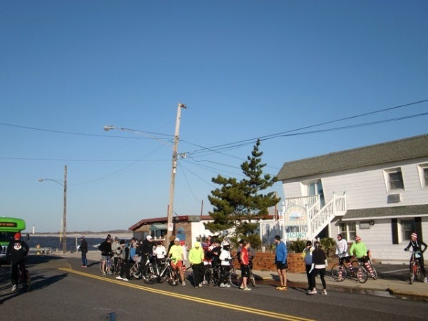 Relay teams meet at The Cove in Cape May for the start of the Cape 2 Gate relay (Photo courtesy of Liz Pagonis)