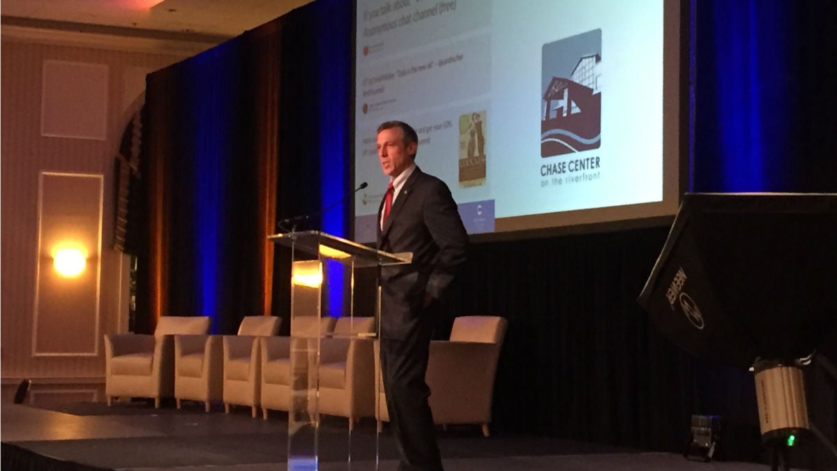  Gov. John Carney spoke during the inaugural Millennial Summit conference (Zoë Read/WHYY) 