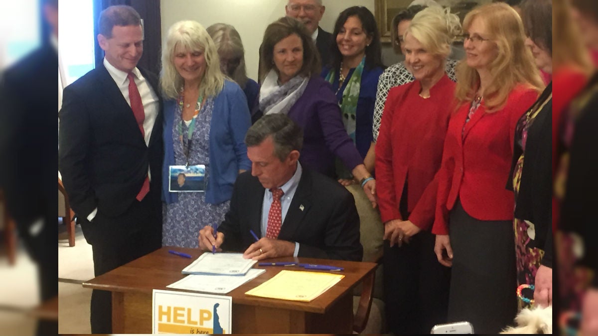  Gov. Carney signs three pieces of legislation to combat opioid addiction. (Zoë Read/WHYY) 